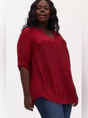 Torrid Harper Georgette Pullover 3/4 Sleeve Tunic Blouse Size 1X